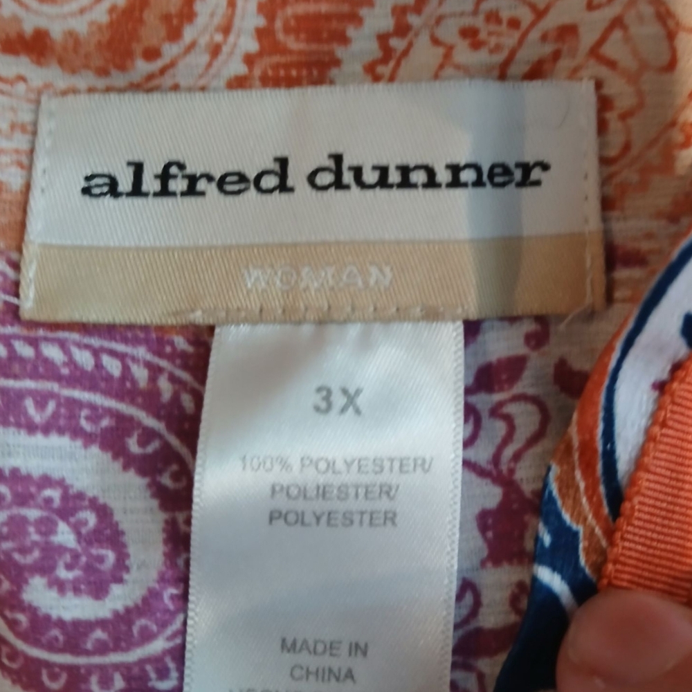 Alfred Dunner Colorful Paisley Stripe Womans Plus Blouse Top 3x Patchwork - Picture 7 of 10